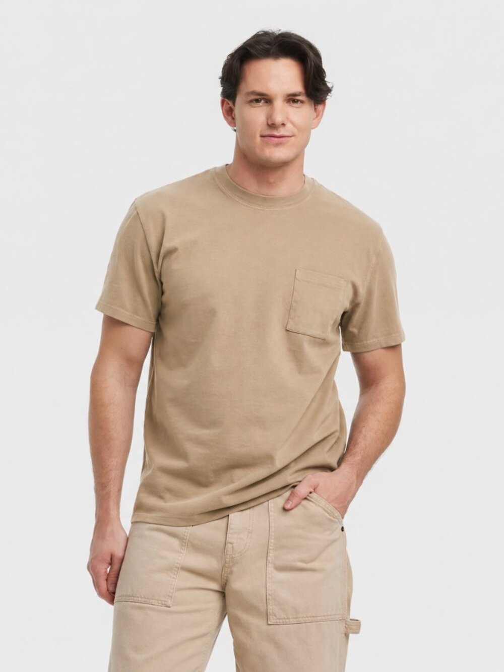 NWT Goodfellow & Co. Men's Vintage TAN Short Sleeve Pocket T-Shirt Size LARGE